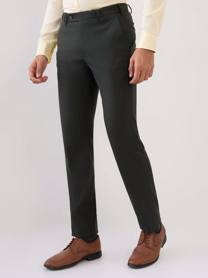 Park Avenue Men Green Structure Slim Fit Polyester Blend Trouser