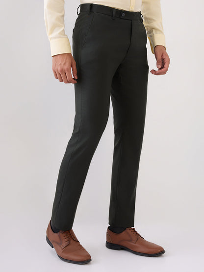 Park Avenue Men Green Structure Slim Fit Polyester Blend Trouser
