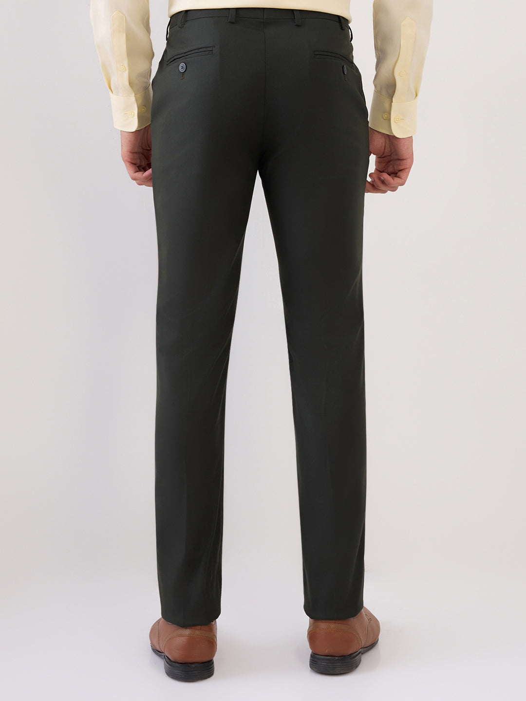 Park Avenue Men Green Structure Slim Fit Polyester Blend Trouser