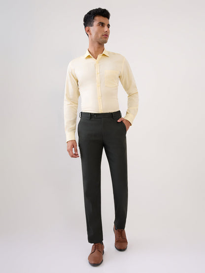 Park Avenue Men Green Structure Slim Fit Polyester Blend Trouser