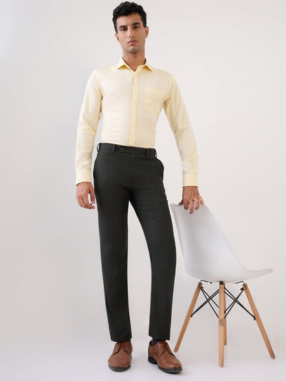 Park Avenue Men Green Structure Slim Fit Polyester Blend Trouser