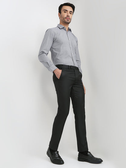 Park Avenue Men Black Dobby Slim Fit Polyester Blend Trouser