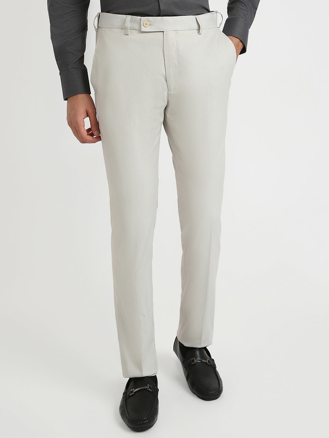 Park Avenue Men Brown Structure Slim Fit Polyester Blend Trouser