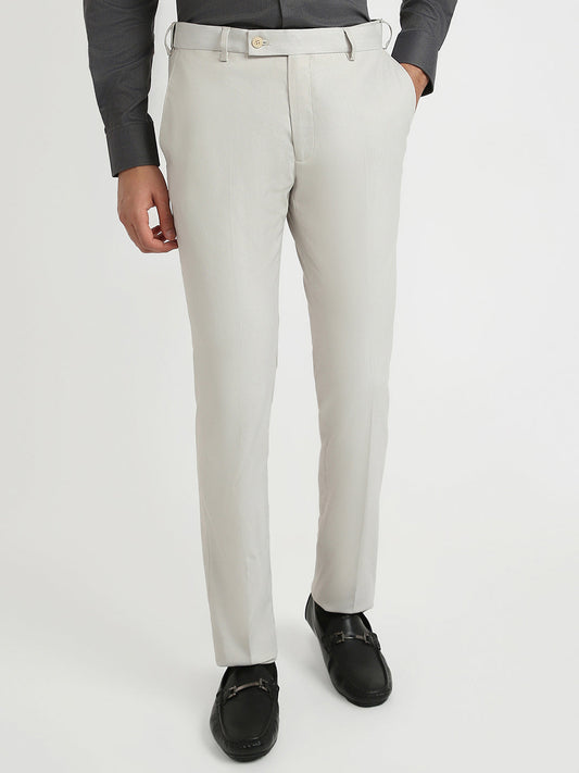 Park Avenue Men Brown Structure Slim Fit Polyester Blend Trouser