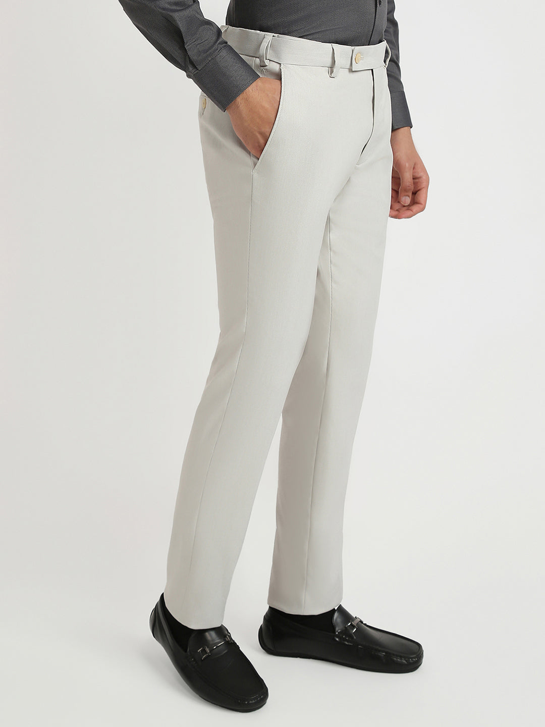 Park Avenue Men Brown Structure Slim Fit Polyester Blend Trouser