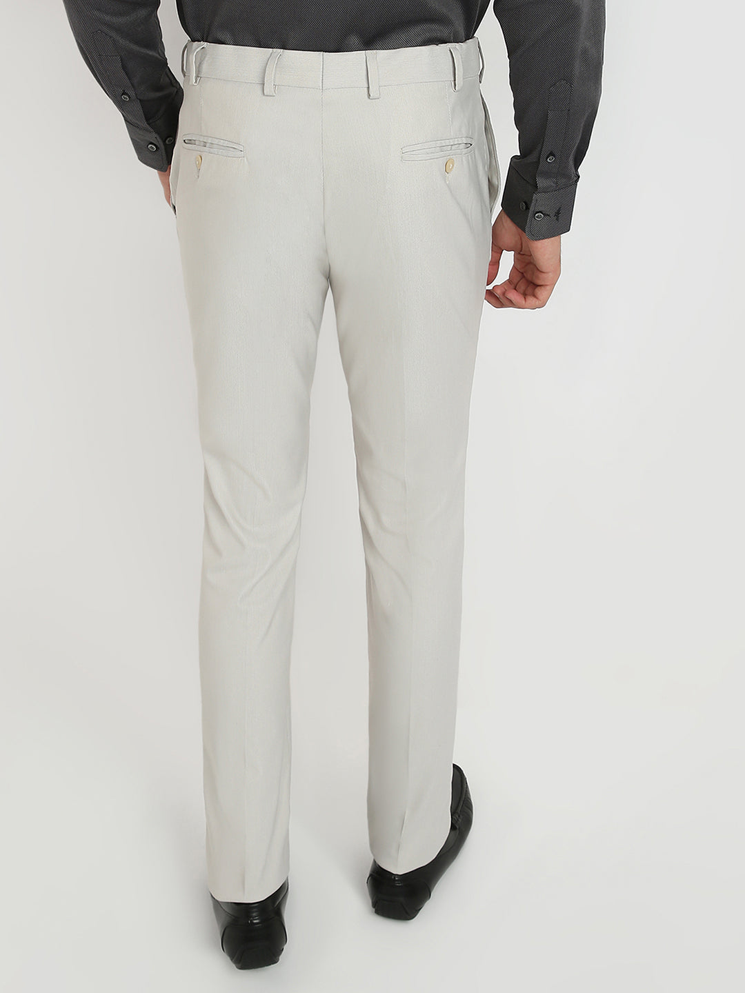 Park Avenue Men Brown Structure Slim Fit Polyester Blend Trouser