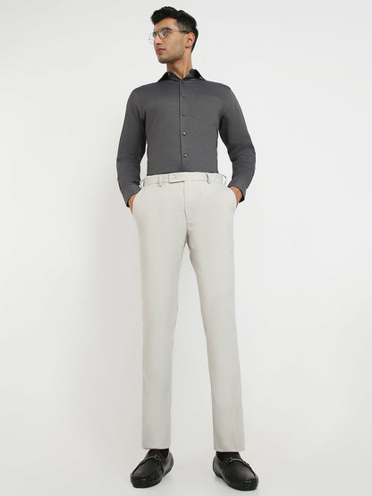 Park Avenue Men Brown Structure Slim Fit Polyester Blend Trouser