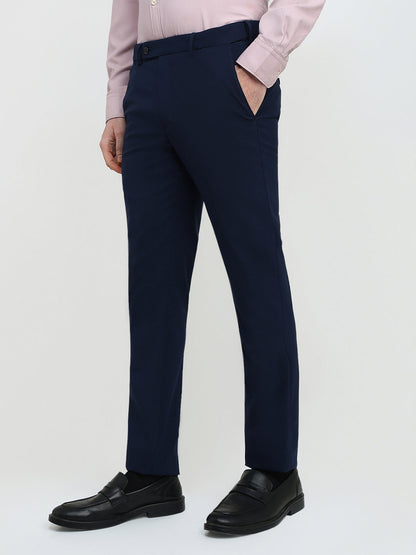 Park Avenue Men Blue Solid Slim Fit Polyester Blend Trouser