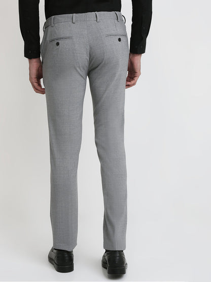 Park Avenue Men Grey Solid Slim Fit Polyester Blend Trouser