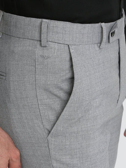 Park Avenue Men Grey Solid Slim Fit Polyester Blend Trouser