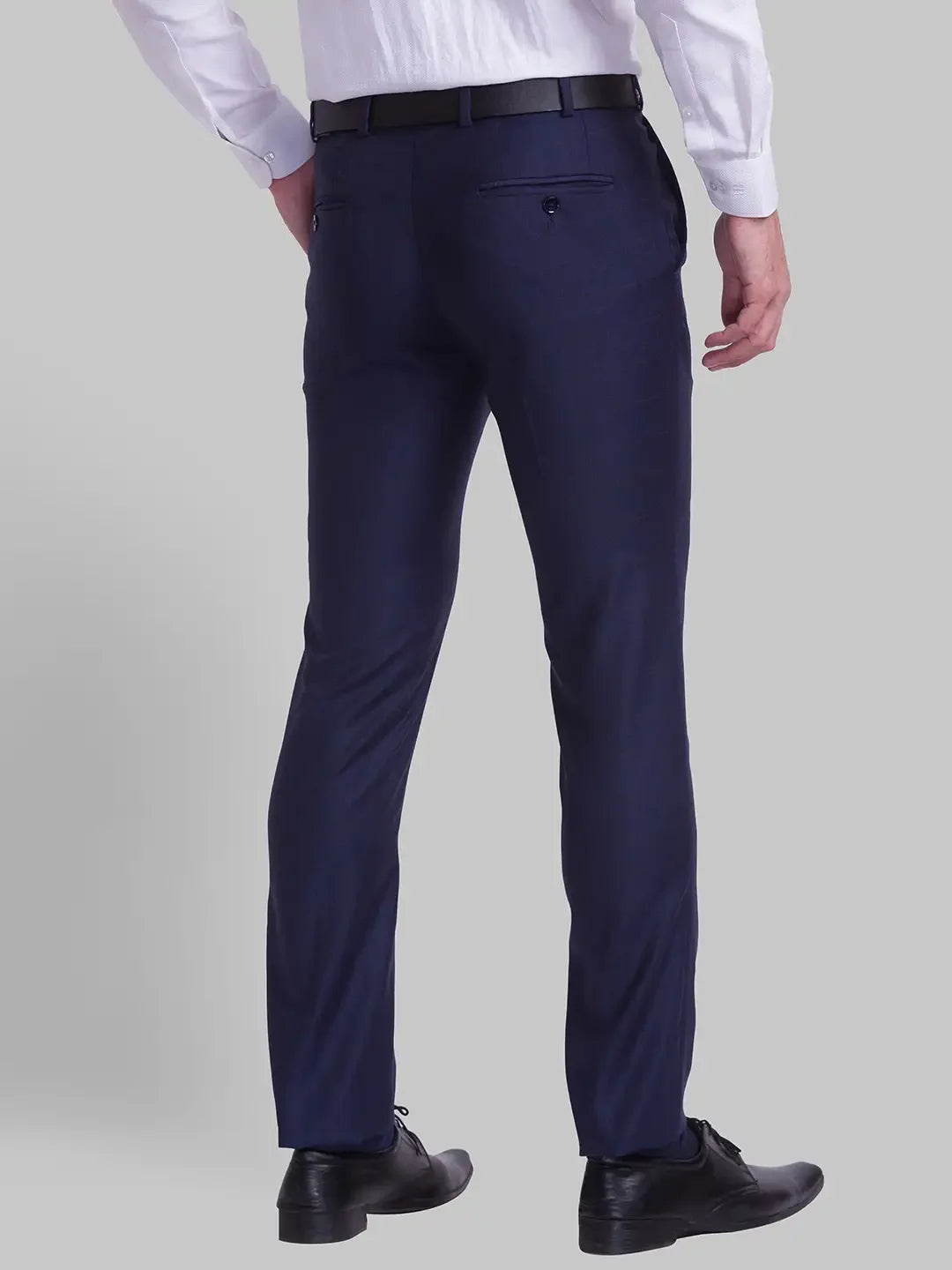 Men Blue Super Slim Fit Checks Polyester Blend Trouser