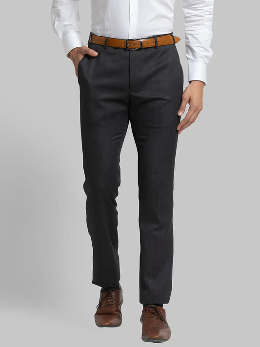 Men Grey Super Slim Fit Checks Polyester Blend Trouser