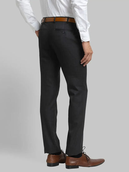 Men Grey Super Slim Fit Checks Polyester Blend Trouser