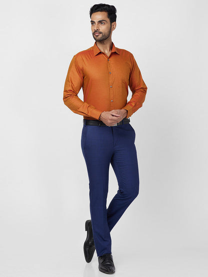 Park Avenue Blue Checks Super Slim Fit Polyester Blend Trouser