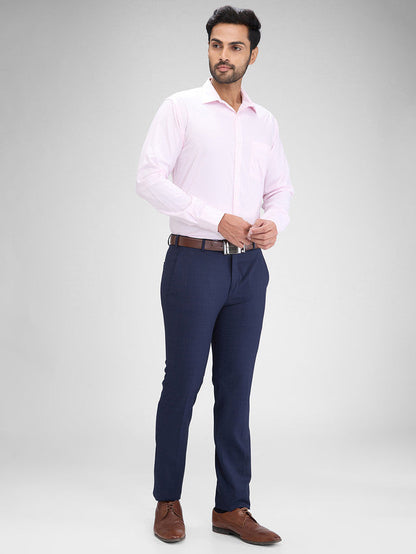 Park Avenue Blue Checks Super Slim Fit Polyester Blend Trouser