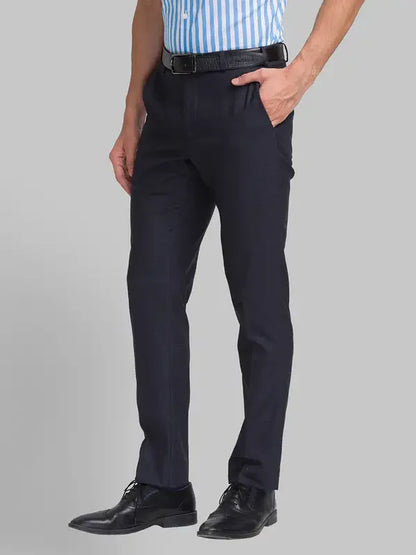 Men Grey Super Slim Fit Checks Polyester Blend Trouser