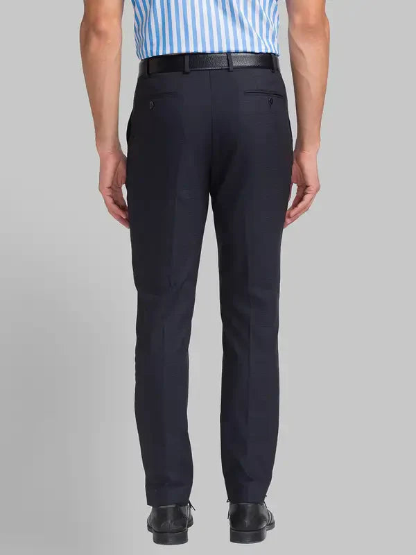 Men Grey Super Slim Fit Checks Polyester Blend Trouser
