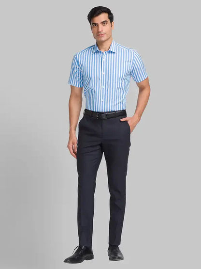 Men Grey Super Slim Fit Checks Polyester Blend Trouser
