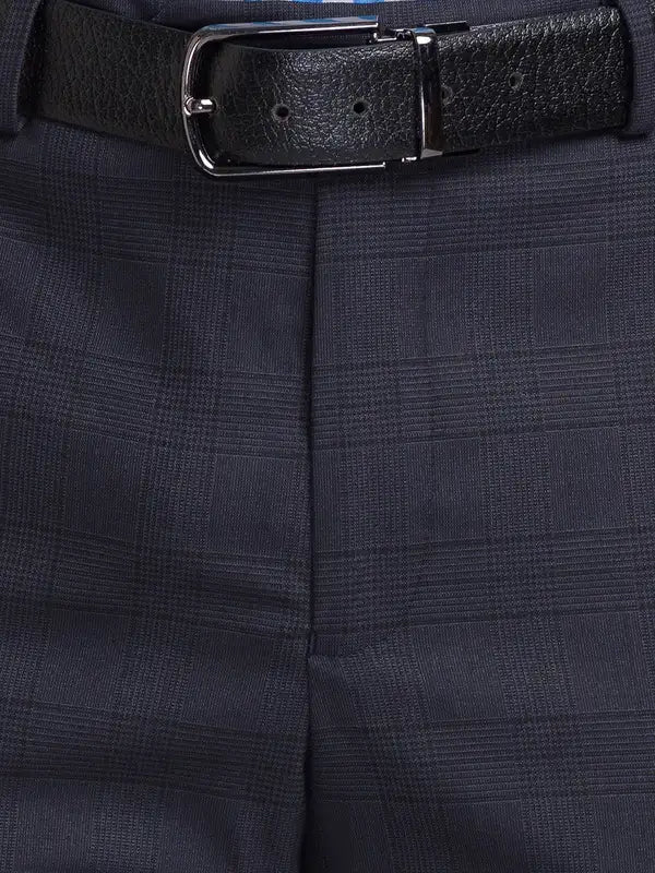 Men Grey Super Slim Fit Checks Polyester Blend Trouser