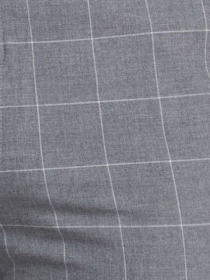 Park Avenue Men Grey Checkered Super Slim Fit Trouser