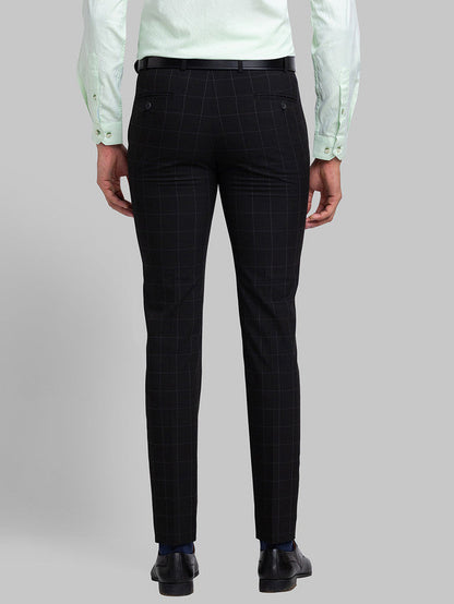 Park Avenue Men Black Checkered Super Slim Fit Trouser