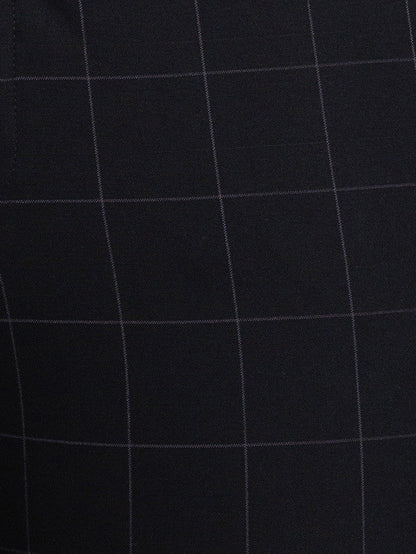 Park Avenue Men Black Checkered Super Slim Fit Trouser