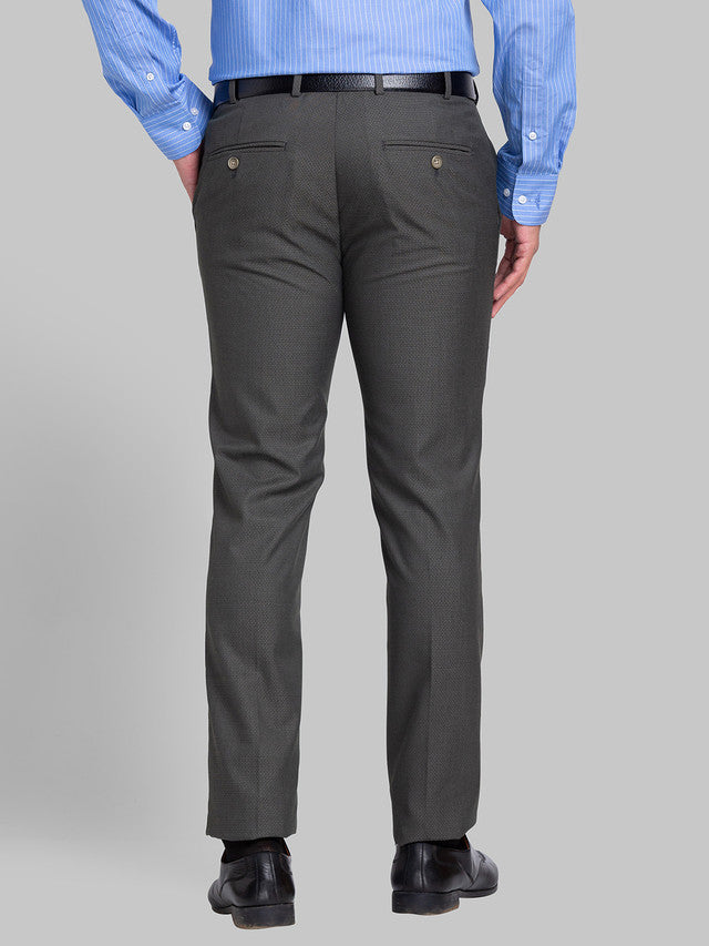 Park Avenue Men Green Self Design Super Slim Fit Trouser