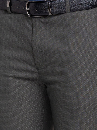 Park Avenue Men Green Self Design Super Slim Fit Trouser