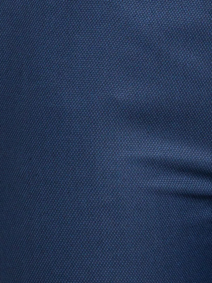 Men Blue Super Slim Fit Structure Polyester Blend Trouser