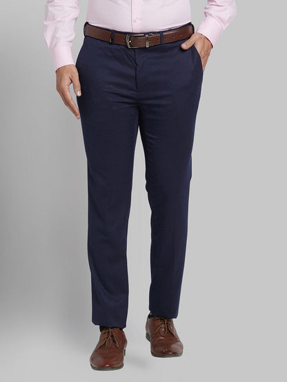 Park Avenue Men Blue Self Design Super Slim Fit Trouser