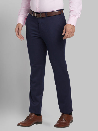 Park Avenue Men Blue Self Design Super Slim Fit Trouser