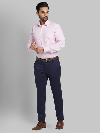 Park Avenue Men Blue Self Design Super Slim Fit Trouser