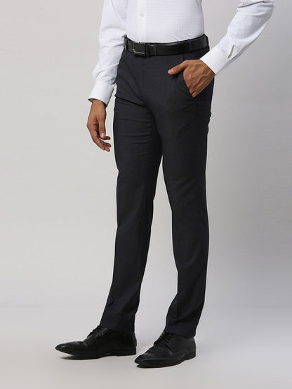 Park Avenue Men Grey Self Design Super Slim Fit Trouser