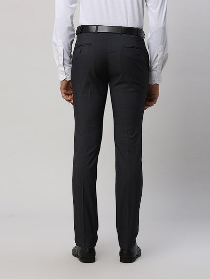 Park Avenue Men Grey Self Design Super Slim Fit Trouser