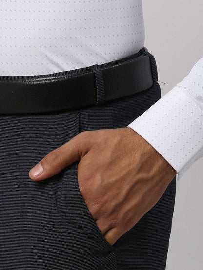 Park Avenue Men Grey Self Design Super Slim Fit Trouser