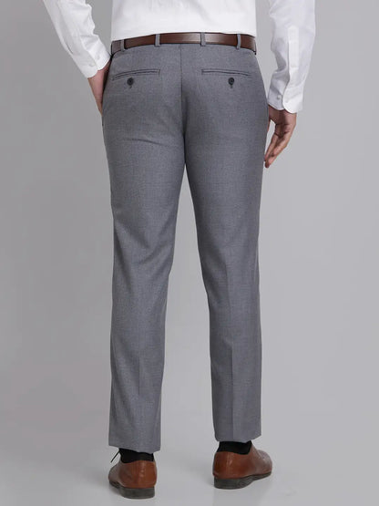 Men Grey Super Slim Fit Checks Polyester Blend Trouser