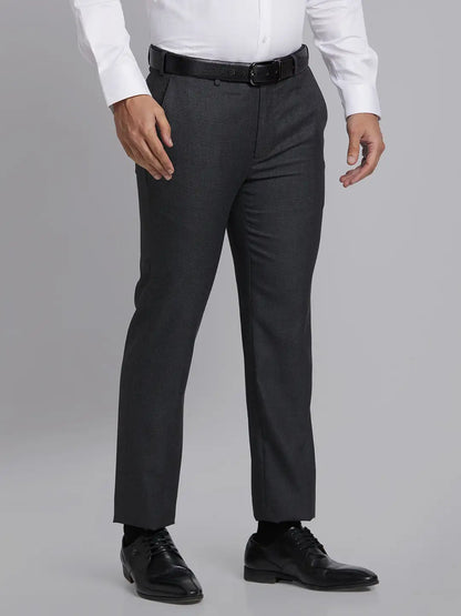 Men Grey Super Slim Fit Checks Polyester Blend Trouser