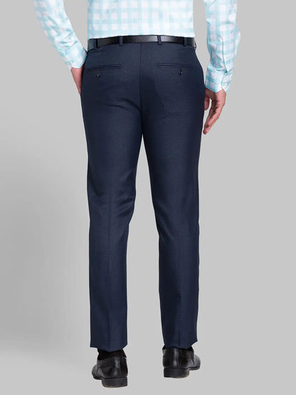 Men Blue Super Slim Fit Checks Polyester Blend Trouser