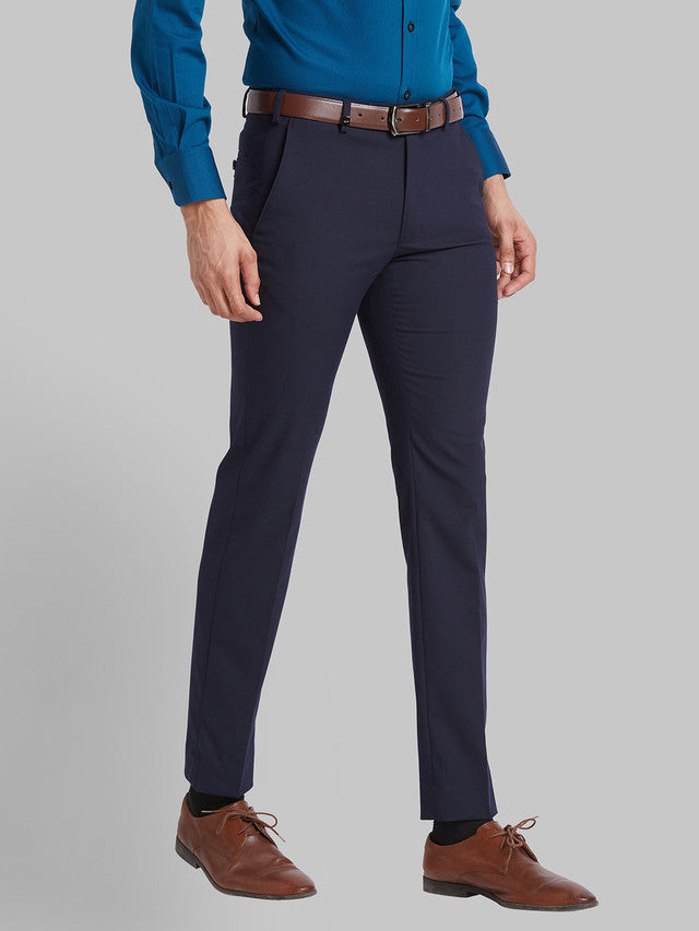 Park Avenue Men Blue Solid Super Slim Fit Trouser
