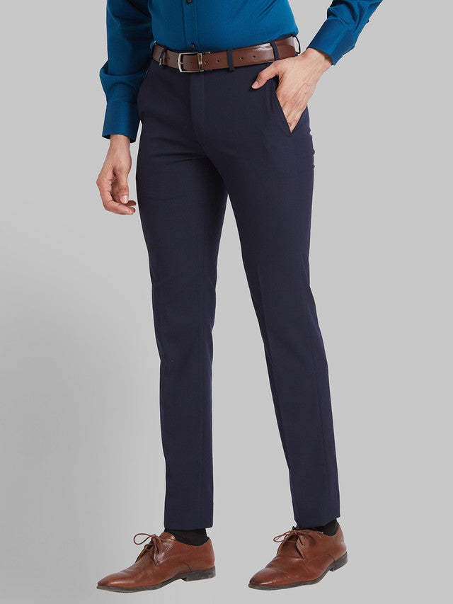 Park Avenue Men Blue Solid Super Slim Fit Trouser