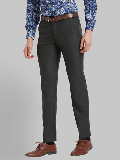 Park Avenue Men Green Checkered Super Slim Fit Trouser