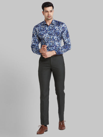 Park Avenue Men Green Checkered Super Slim Fit Trouser