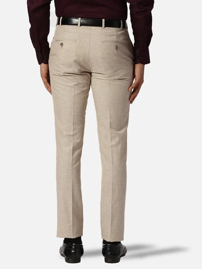 Park Avenue Slim Fit Checkered Medium Khaki Trouser