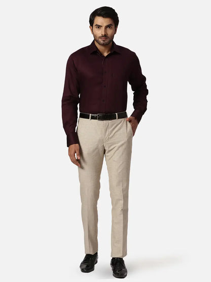 Park Avenue Slim Fit Checkered Medium Khaki Trouser