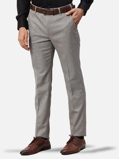 Park Avenue Men Grey Structured Slim Fit Polyester Blend Trouser