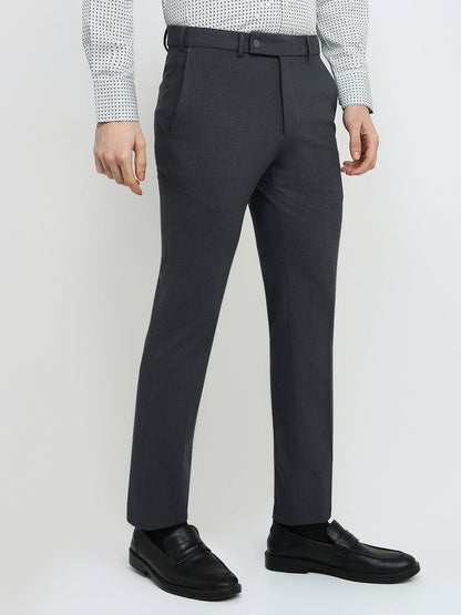 Park Avenue Men Grey Checks Slim Fit Polyester Blend Trouser