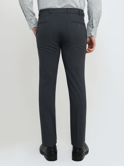 Park Avenue Men Grey Checks Slim Fit Polyester Blend Trouser