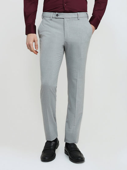 Park Avenue Men Grey Twill Slim Fit Polyester Blend Trouser