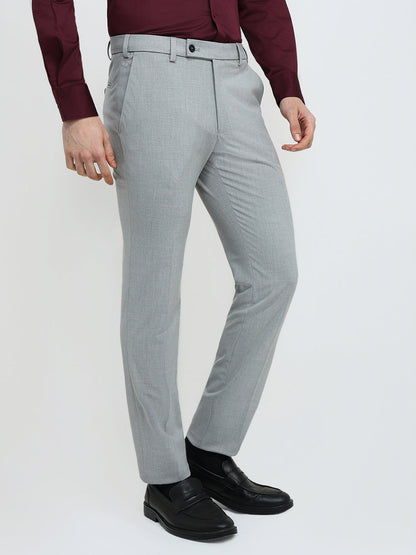 Park Avenue Men Grey Twill Slim Fit Polyester Blend Trouser