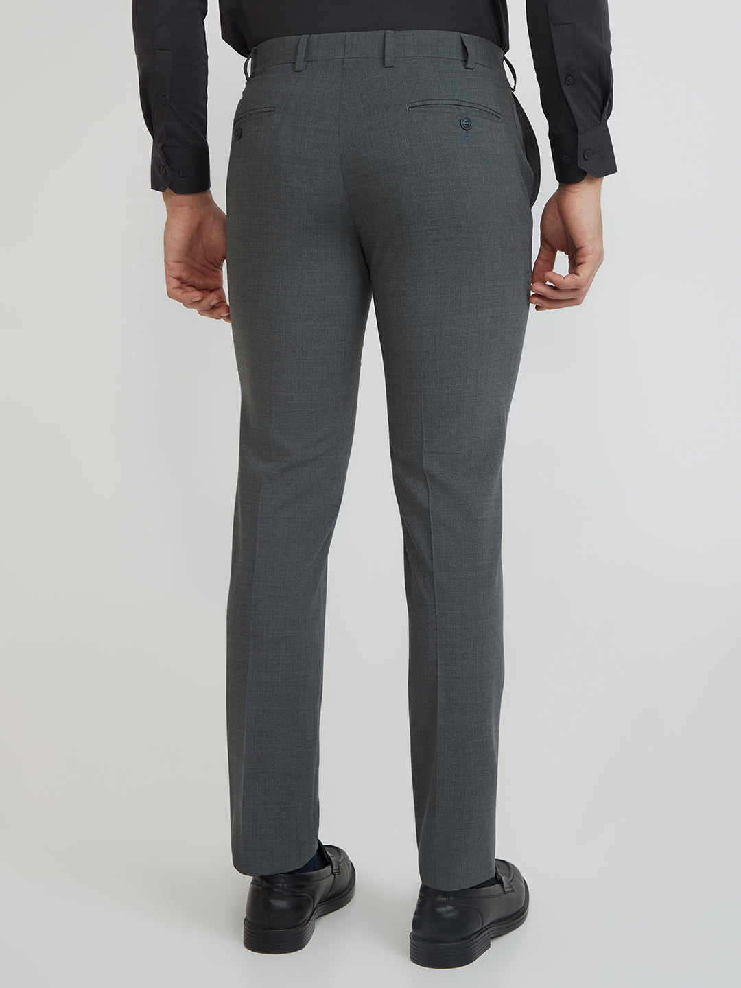 Park Avenue Men Grey Solid Slim Fit Wool Blend Trouser